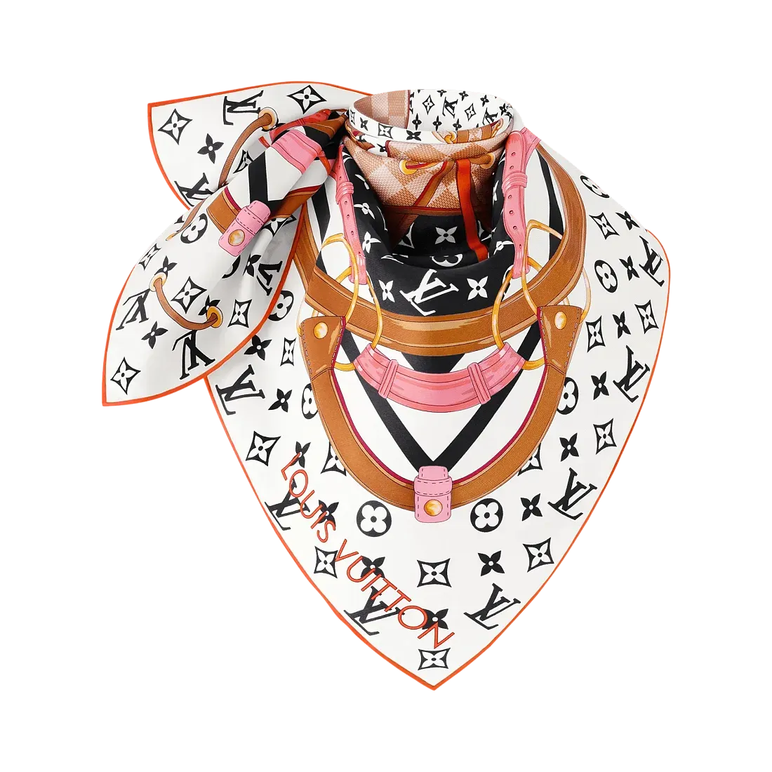 Louis Vuitton Платок-каре Flower And Straps 90 White - фото 2