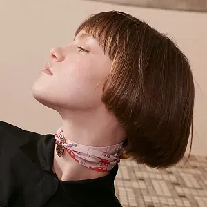 Hermès Шелковая лента Parade Twilly Rose Pale / Marine / Multicolore - фото 2