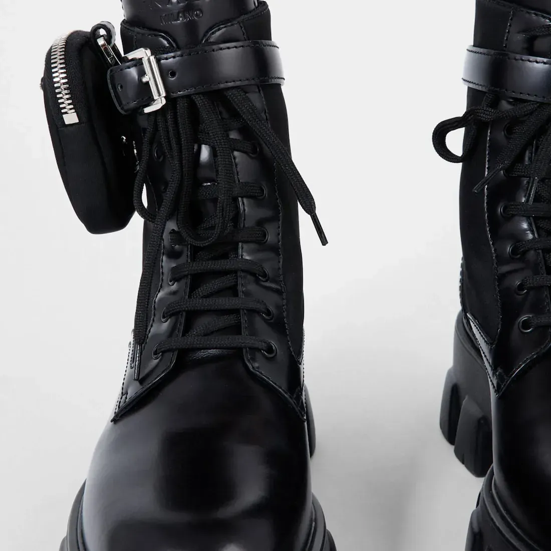 Prada Ботинки Monolith из кожи и Re-Nylon Black - фото 7
