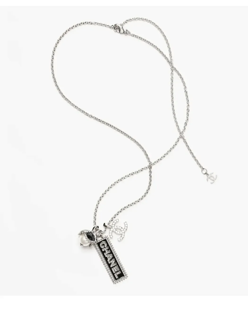 Chanel Длинное колье с подвеской Серебро - фото 3