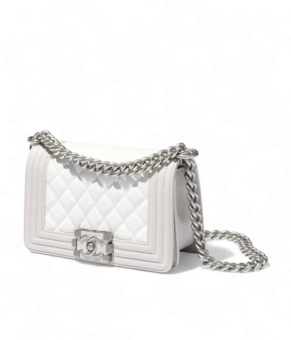 Chanel Сумка Boy White and Light Gray - фото 2