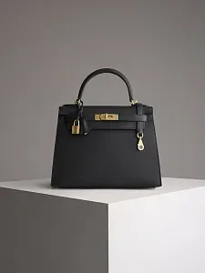 Hermès Сумка Kelly 28 Black Epsom Gold Hardware - фото 1