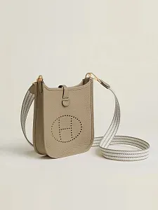 Hermès Сумка Evelyne 16 Beige Marfa Gris Pale Clemence Gold Hardware - фото 2