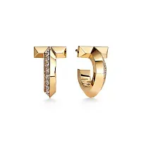 Tiffany & Co. Серьги T T1 Hoop Earrings with Diamonds Yellow Gold - фото 1