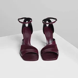 Phoebe Philo Ассиметричные сандалии из черной кожи с каблуком 90 Oxblood - фото 2