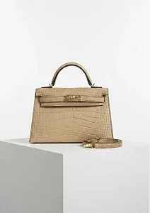 Hermès Сумка Kelly Sellier Mini 20 Chai Matte Alligator Gold Hardware - фото 1