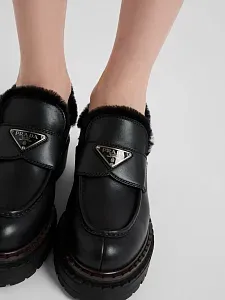 Prada Мокасины Double Chocolate из кожи и овчины - фото 2