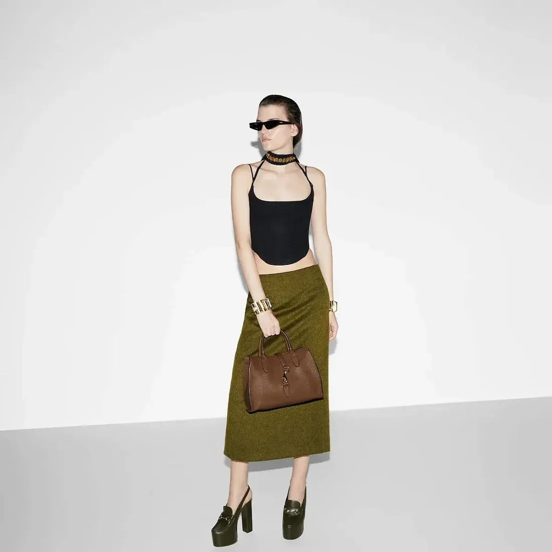Gucci Сумка-тоут с застежкой-крючком Brown - фото 2