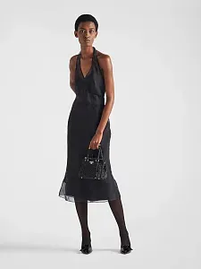 Prada Мини-сумка Galleria из атласа с кристаллами Black - фото 5