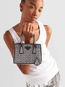 Prada Мини-сумка Galleria из атласа с кристаллами Metal - фото 2