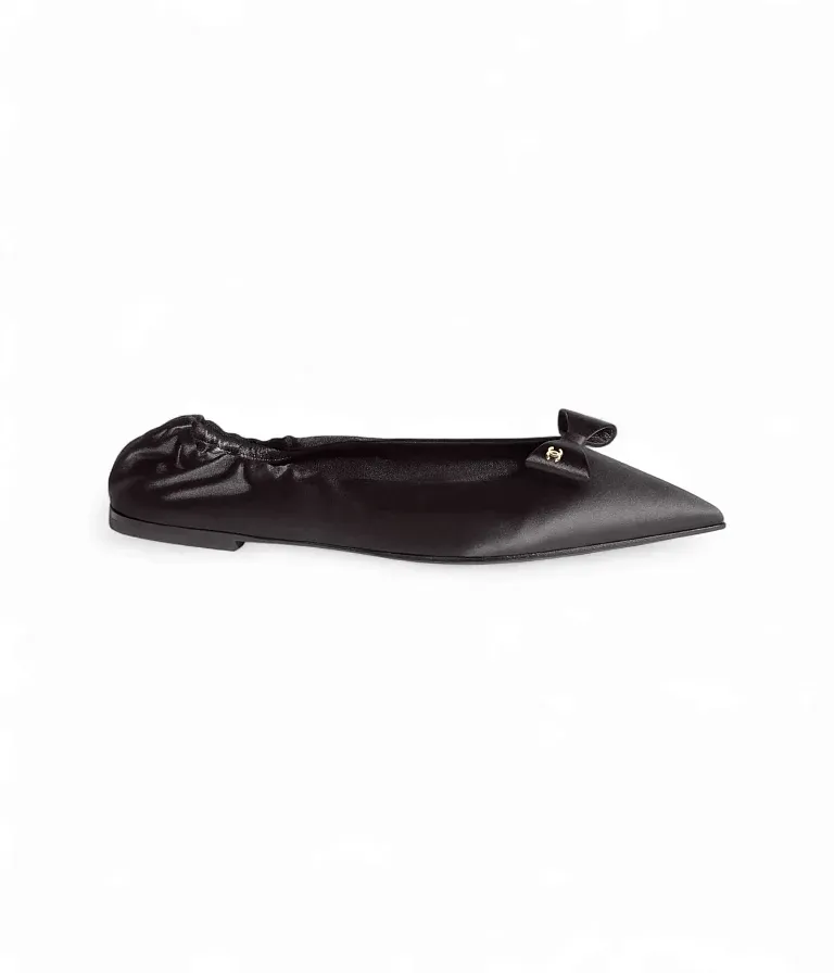 Атласные балетки Chanel Black - фото 1