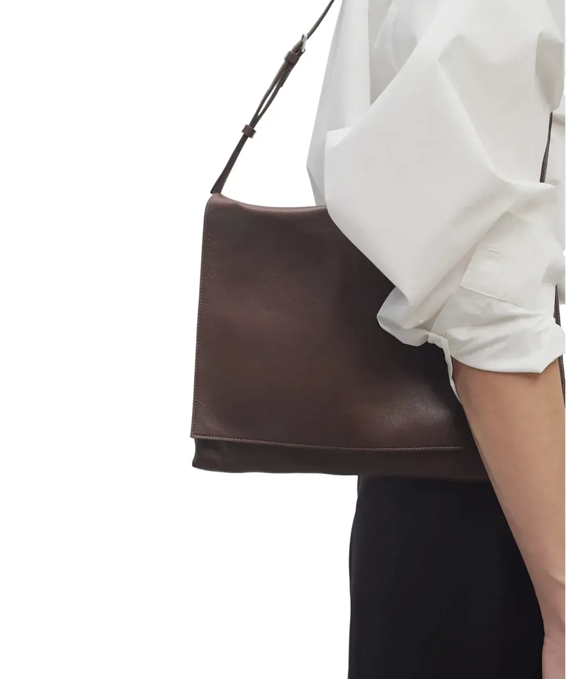 The Row Сумка Nan Shoulder Black из кожи Brown Melange - фото 2