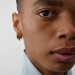 Phoebe Philo Маленькие серьги-кольца с бусинками Gold - фото 2