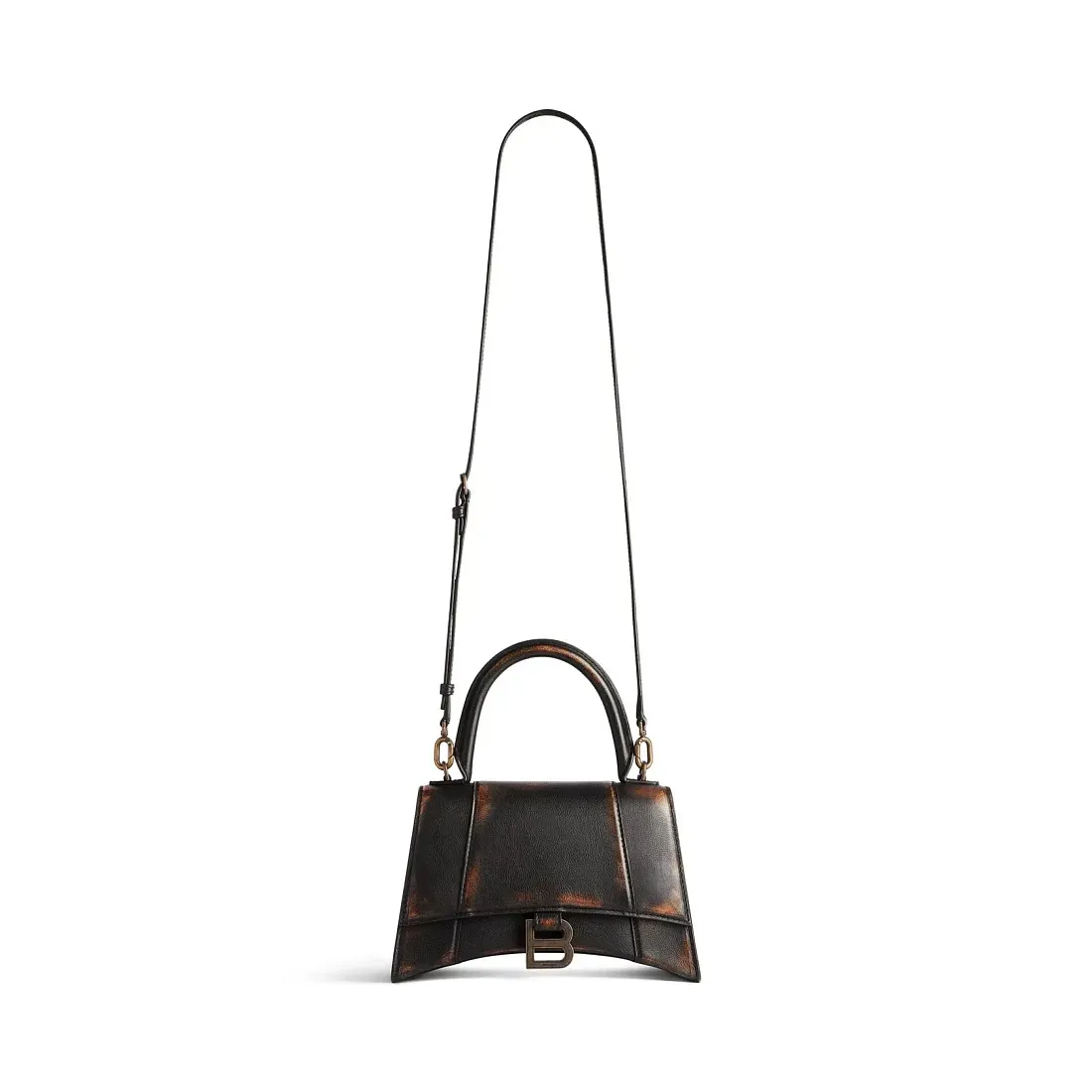 Balenciaga Сумка Hourglass Used Effect in Brown маленького формата - фото 4
