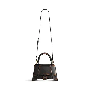 Balenciaga Сумка Hourglass Used Effect in Brown маленького формата - фото 4