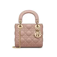 Dior Сумка Lady cannage lambskin мини-формата Blush - фото 1