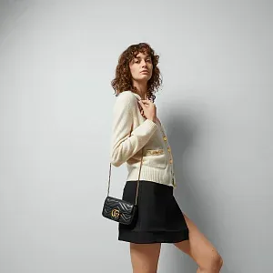Gucci Мини-сумка GG Marmont Black Chevron - фото 2