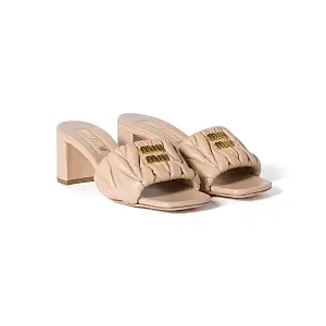 Miu Miu Босоножки Matelasse Sand Beige - фото 3