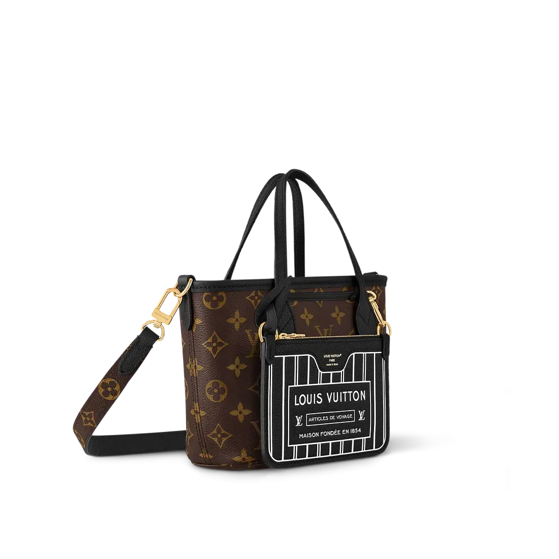 Louis Vuitton Сумка Neverfull Inside Out BB с плечевым ремнем Black - фото 3