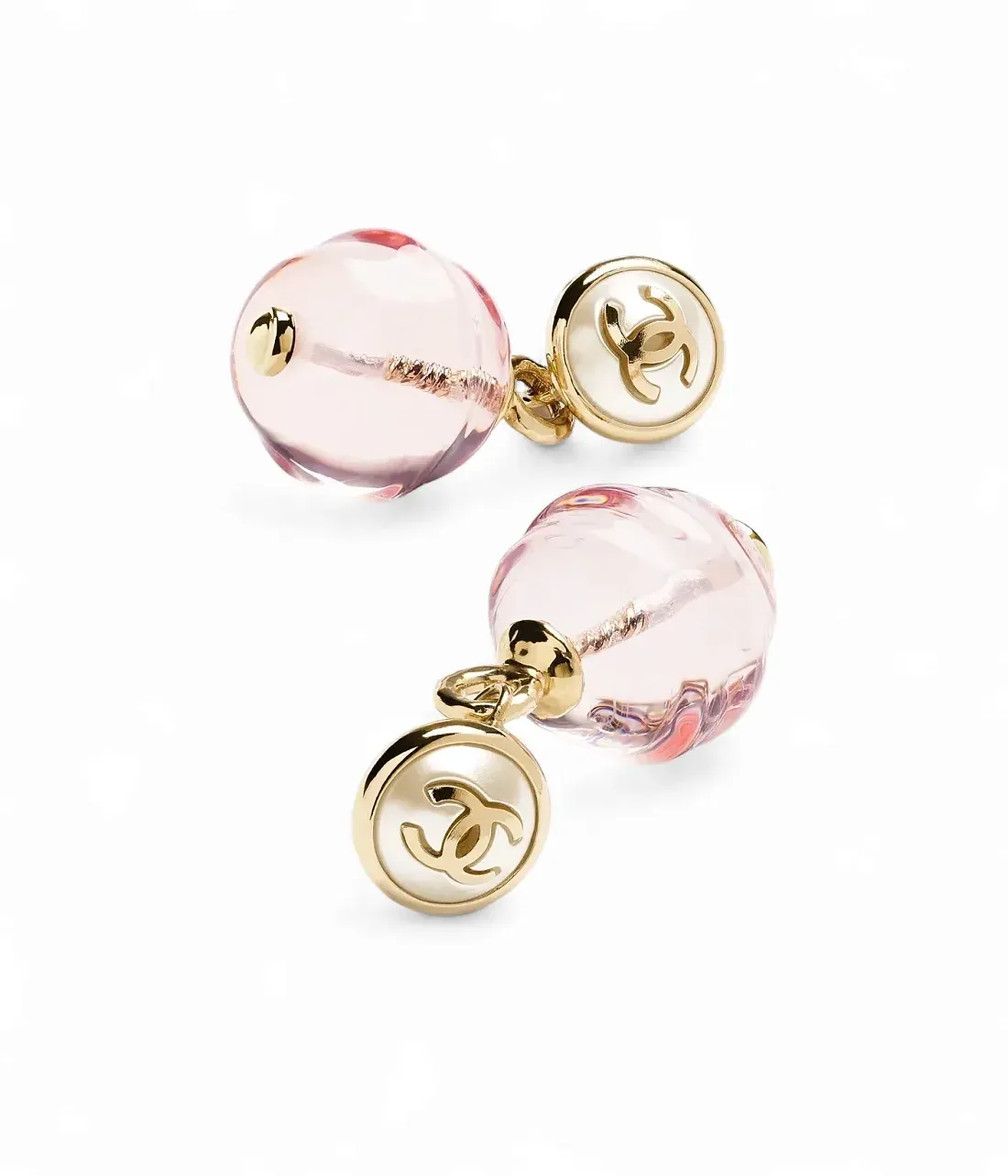 Chanel Серьги-клипсы с подвеской Gold, Pearly White and Pink - фото 3
