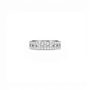 Tiffany & Co. Обручальное кольцо T True Wide Ring in White Gold with Pave Diamonds - фото 1