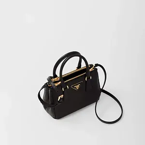 Prada Мини-сумка Galleria из сафьяновой кожи Black - фото 3