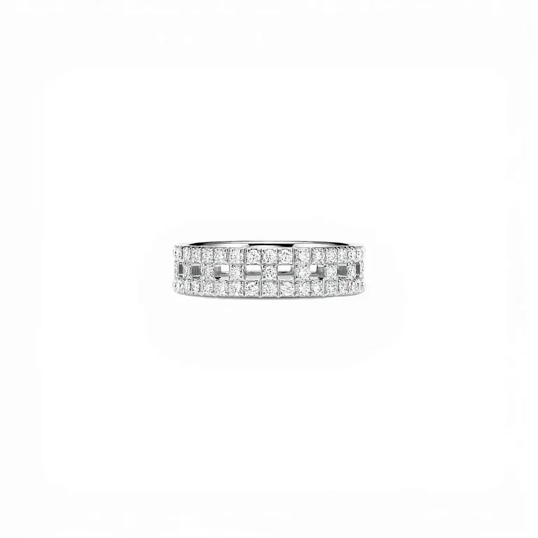 Обручальное кольцо Tiffany T True Wide Ring in White Gold with Pave Diamonds Men - фото 1