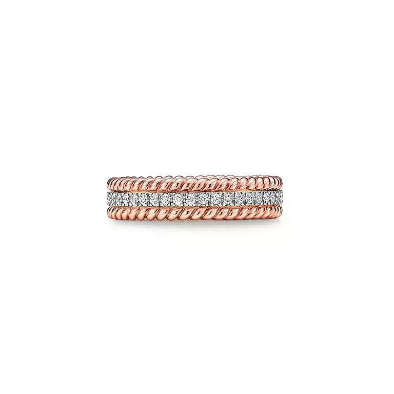 Кольцо Tiffany Rope Two-row Ring Men Rose Gold - фото 1