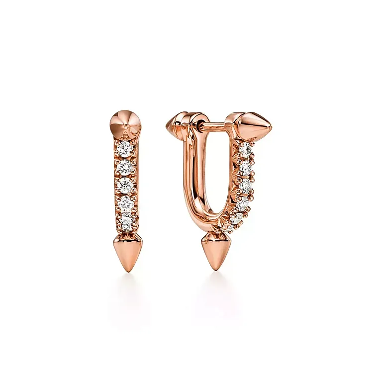 Серьги Tiffany Titan by Pharrell Williams Small Earrings in Rose Gold with Diamonds Men - фото 1