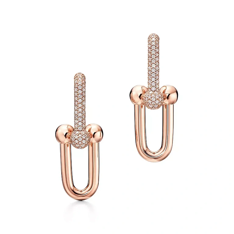 Серьги Tiffany HardWear Large Link Earrings Rose Gold - фото 1