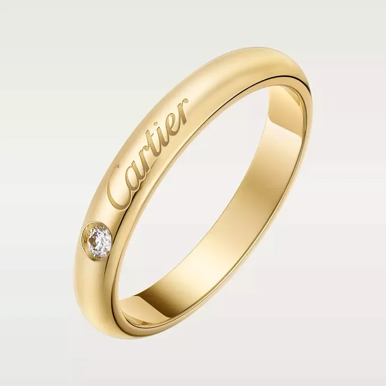 Обручальное кольцо с 1 бриллиантом C de Cartier Men 3 мм Yellow Gold - фото 1