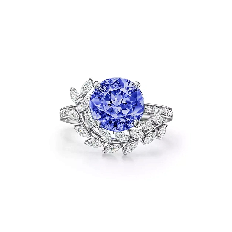 Кольцо Tiffany Victoria Platinum 950/1000 vine ring with decoration Tanzanite Zoisite - фото 1