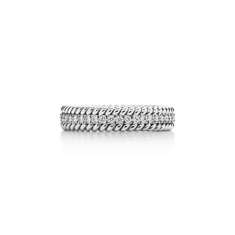 Кольцо Tiffany Rope Two-row Ring Men Platinum - фото 1