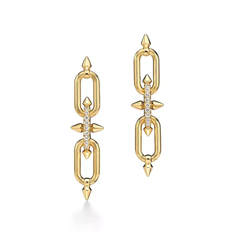 Серьги Tiffany Titan by Pharrell Williams Earrings in Yellow Gold with Diamonds Men - фото 1