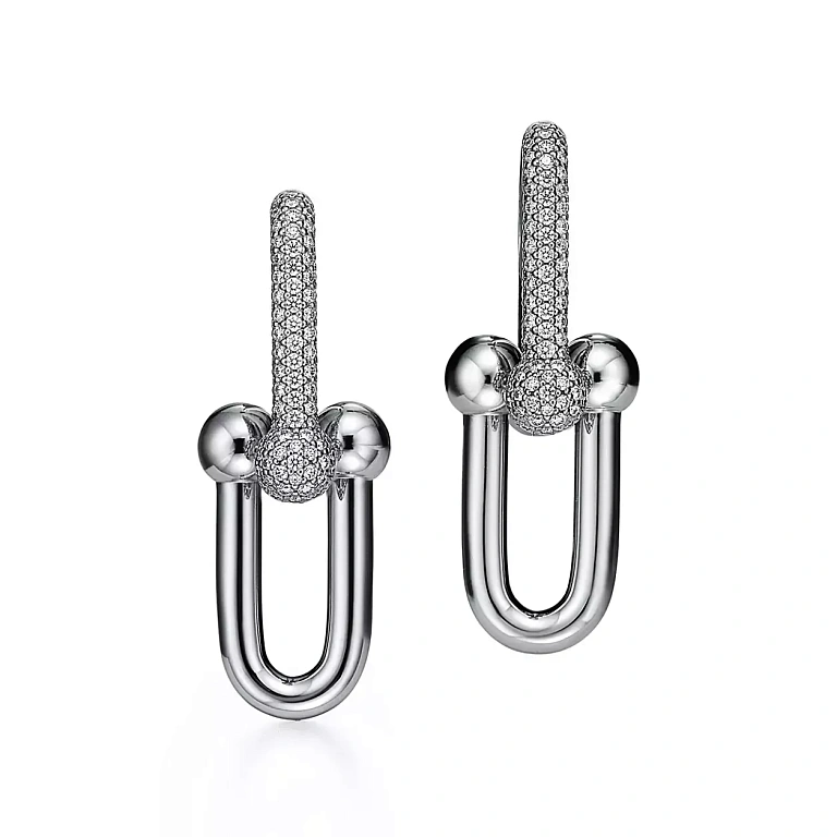 Серьги Tiffany HardWear Large Link Earrings White Gold - фото 1