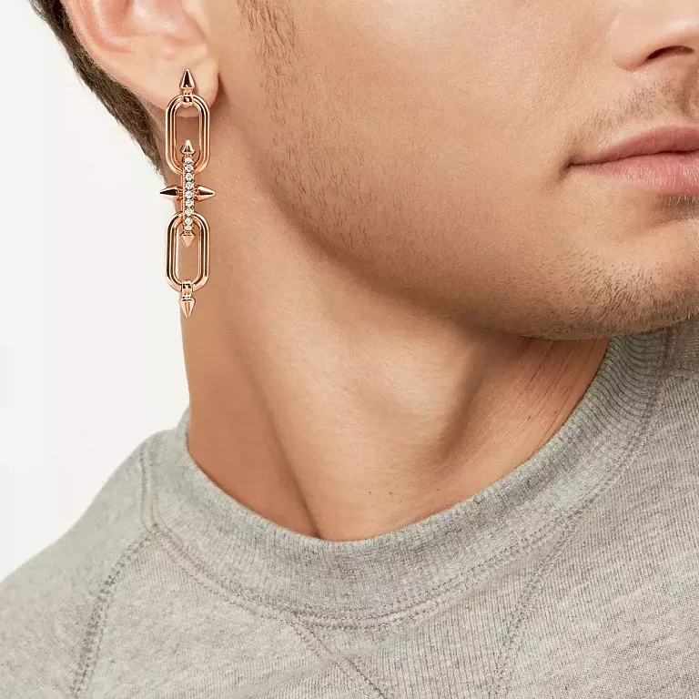 Серьги Tiffany Titan by Pharrell Williams Earrings in Rose Gold with Diamonds Men - фото 2